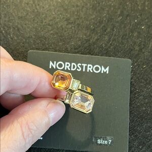 Nordstrom Gold Ring with Clear and Pink Stones